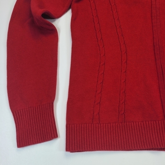 Tommy Hilfiger Full Zip Long Sleeve Sweater Jacket Cable Knit Red, Size Medium - Picture 5 of 15